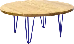 Oslo - Table à café ronde - 36'' D x 16'' H - Bleu & Bois naturel