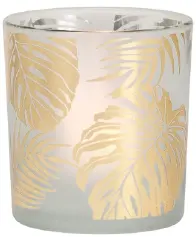 Monstera - Votive - 3’’ D x 3’’ H - Blanc givré & Or