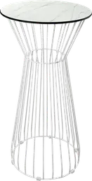 Soho - Table cocktail round - 24'' Dia x 40" H - White & White marble