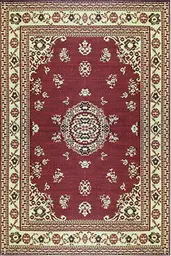 Oriental tapis - 6' L x 4' l - Rouge & Beige