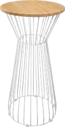 Soho - Table cocktail rond - 24'' D x 40" H - Blanc & Bois naturel