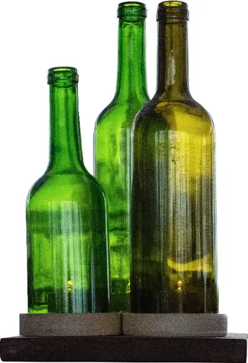 Merlot - Bottle & Plate - Glass & Wood