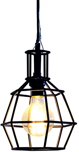 Charbon pendant lamp - 7" Dia x 7" H - Black