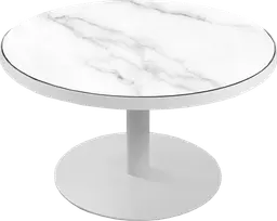Sydney - Table à café rond (AVEC CADRE) - 36'' D x 16" H - Blanc & Marbre blanc