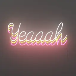 Néon - YEAH - 24" l x 9" H -  Blanc, Jaune & Rose