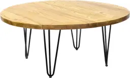 Oslo - Table à café ronde - 36'' D x 16'' H - Noir mat & Bois naturel