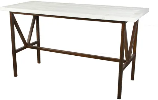 Hampton communal table - White and rust