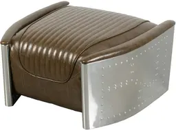 Cohiba - Ottoman - Aluminium & Cuir brun