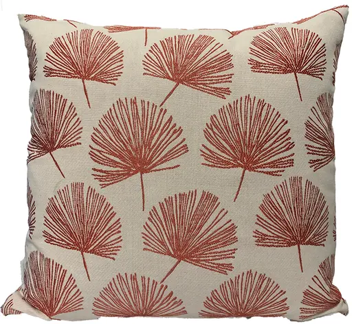 Coussin fleuri - 18" L x 18" H - Corail