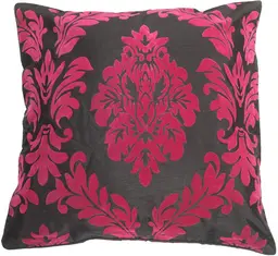 Damask cushion - Pink on black
