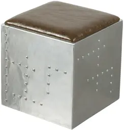 Cohiba - Pouf - Aluminium & Cuir brun