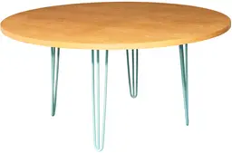 Oslo - Table banquet ronde - 60'' D x 30'' H - Turquoise mat & Bois ambré