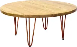 Oslo - Round Coffee table - 36'' Dia x 16'' H - Antique Bronze & Natural wood