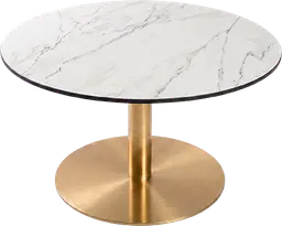 Sydney - Table à café rond - 36'' D x 16" H - Or & Marbre blanc