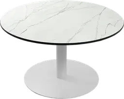 Sydney - Table à café rond - 36'' D x 16" H - Blanc & Marbre blanc
