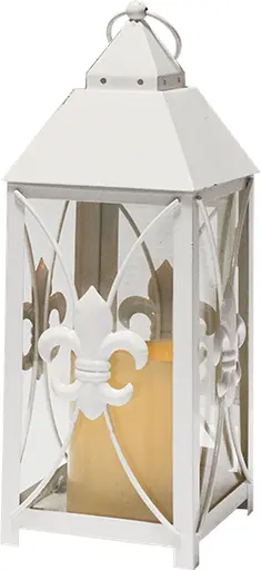 Fleur de Lys lanterne - 5" L x 5" l x 14" H - Blanc