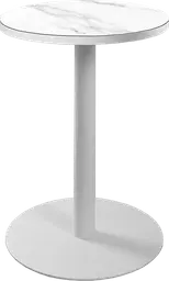 Sydney - Table cocktail rond (AVEC CADRE) - 24'' D x 30" H - Blanc & Marbre blanc