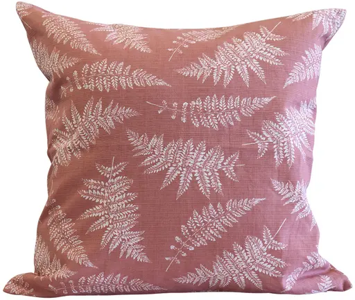 Coussin motif feuilles - 20" L x 20" l - Rose rétro