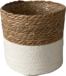 Montauk - Cache-pot - 8.5'' D x 8'' H - Rotin & Blanc