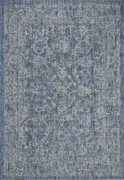 Bohemian carpet - 9.5' L x 6.5' W - Blue & Beige