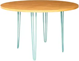 Oslo - Table banquet ronde - 60'' D x 40'' H - Turquoise mat & Bois ambré
