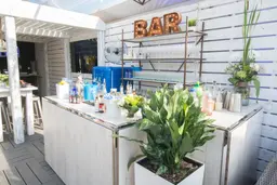 B-A-R sign - Rust used in the inspiration Bar Manhattan Bois Blanc Etagere Hampton
