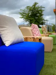 Nahla bench - 18'' L - Brown used in the inspiration Fidji Bleu Sable Vert Gazon Nahla