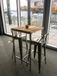 Tonic - Cocktail table - Stainless & Barn wood used in the inspiration Table Tonic Cocktail Bois Grange Tabouret Loft Gris