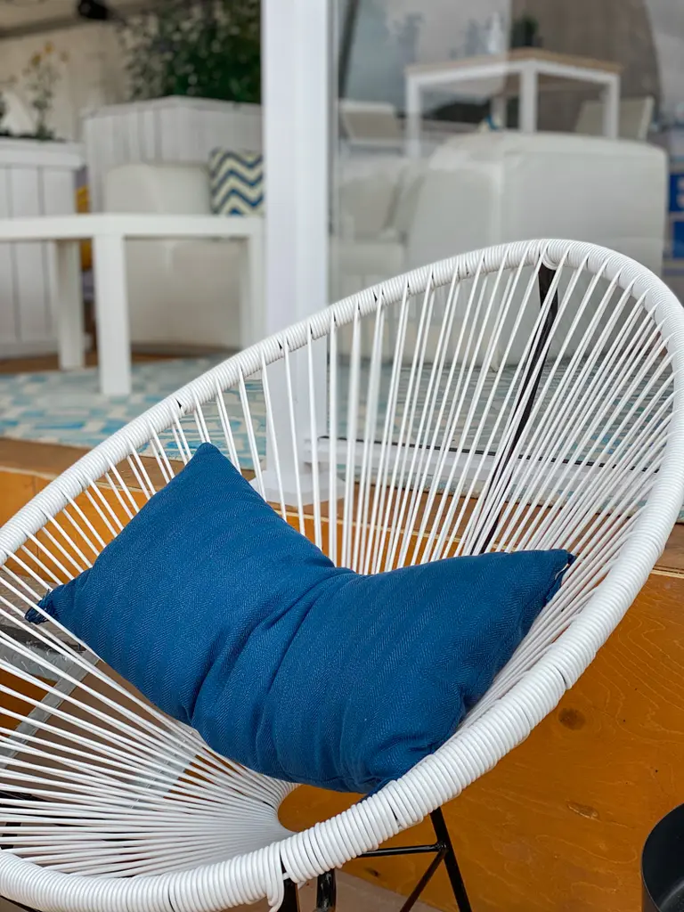 Acapulco Blanc Coussin Bleu Fidji Tapis 2