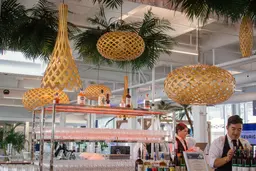 Palawan pendant lamp - Elongated - 7'' Dia x 20'' H - Wood used in the inspiration Luminaire Bois Palawan