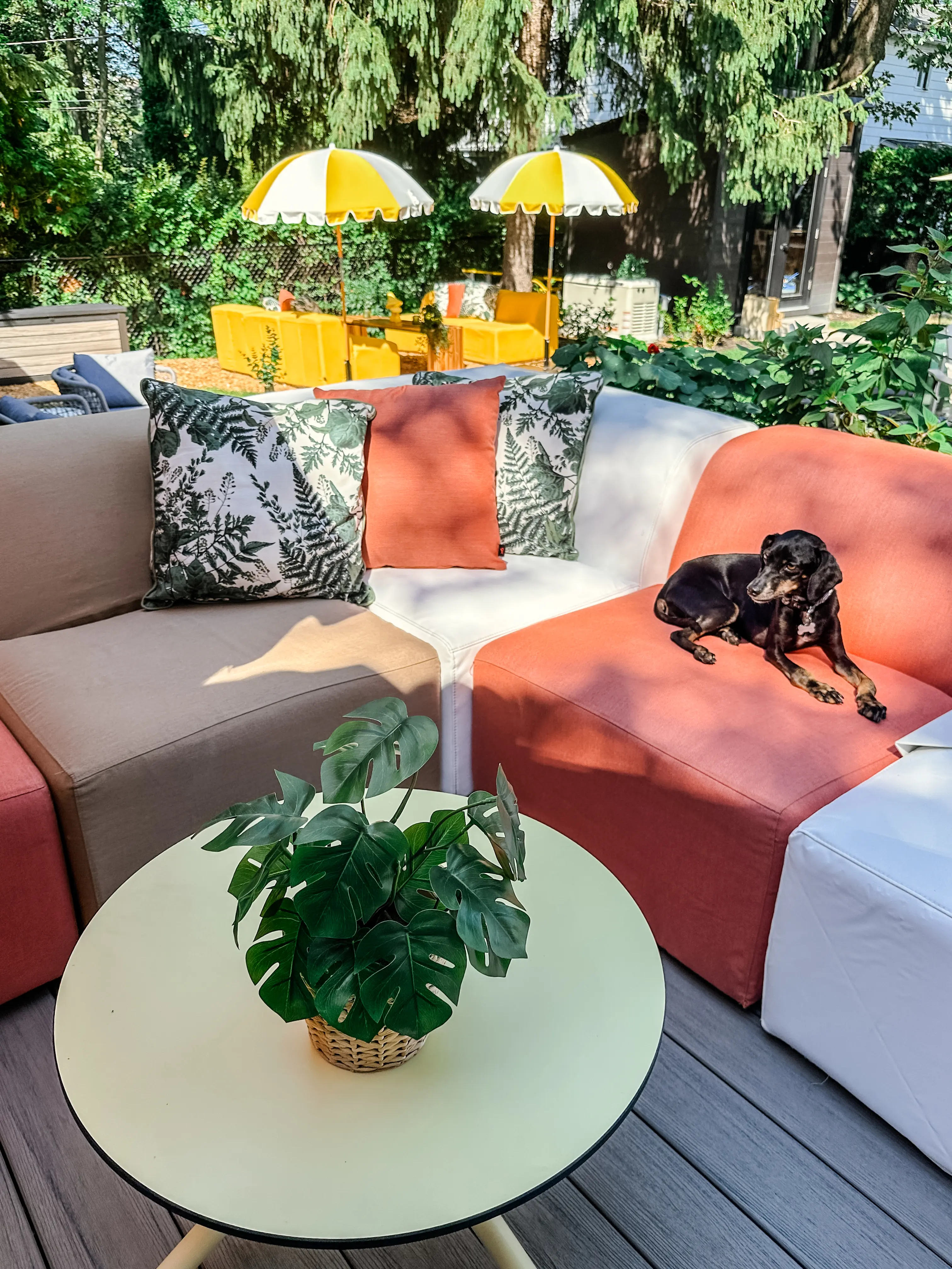 Bloom - Table à café rond - 24'' D x 16" H - Vert melon utilisé dans le cadre de la réalisation Maison Pe   1 An Laurie Sonia FR