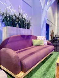 Charlotte sofa - Aubergine used in the inspiration Pcm   Canadian Tire Welcome   2025 Charlotte Aubergine EN