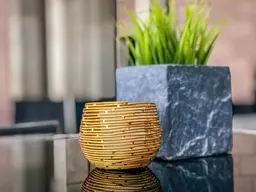 Artificial Greenery plant - 8.5" H - Green used in the inspiration Cache Pot Ardoise Votive Neptune