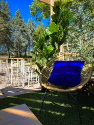 Acapulco chair - Beige used in the inspiration Acapulco Beige Coussin Bleu Litchi Oslo Blanc