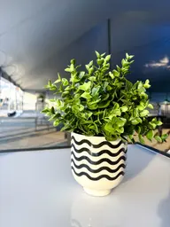 Motif - Cache-pot - 4'' D x 4.75'' H - Noir et Blanc utilisé dans le cadre de la réalisation 100ème Prévost Vase Motif  FR