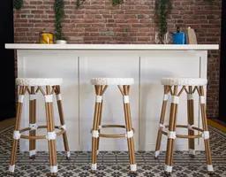 Azur stool - Light brown & White used in the inspiration Bar Shaker Tabouret Provence Mur Brique Rouge