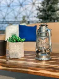 Camping lantern - 6.5" D x 10.5" H - Chrome used in the inspiration Lanterne Barcelone