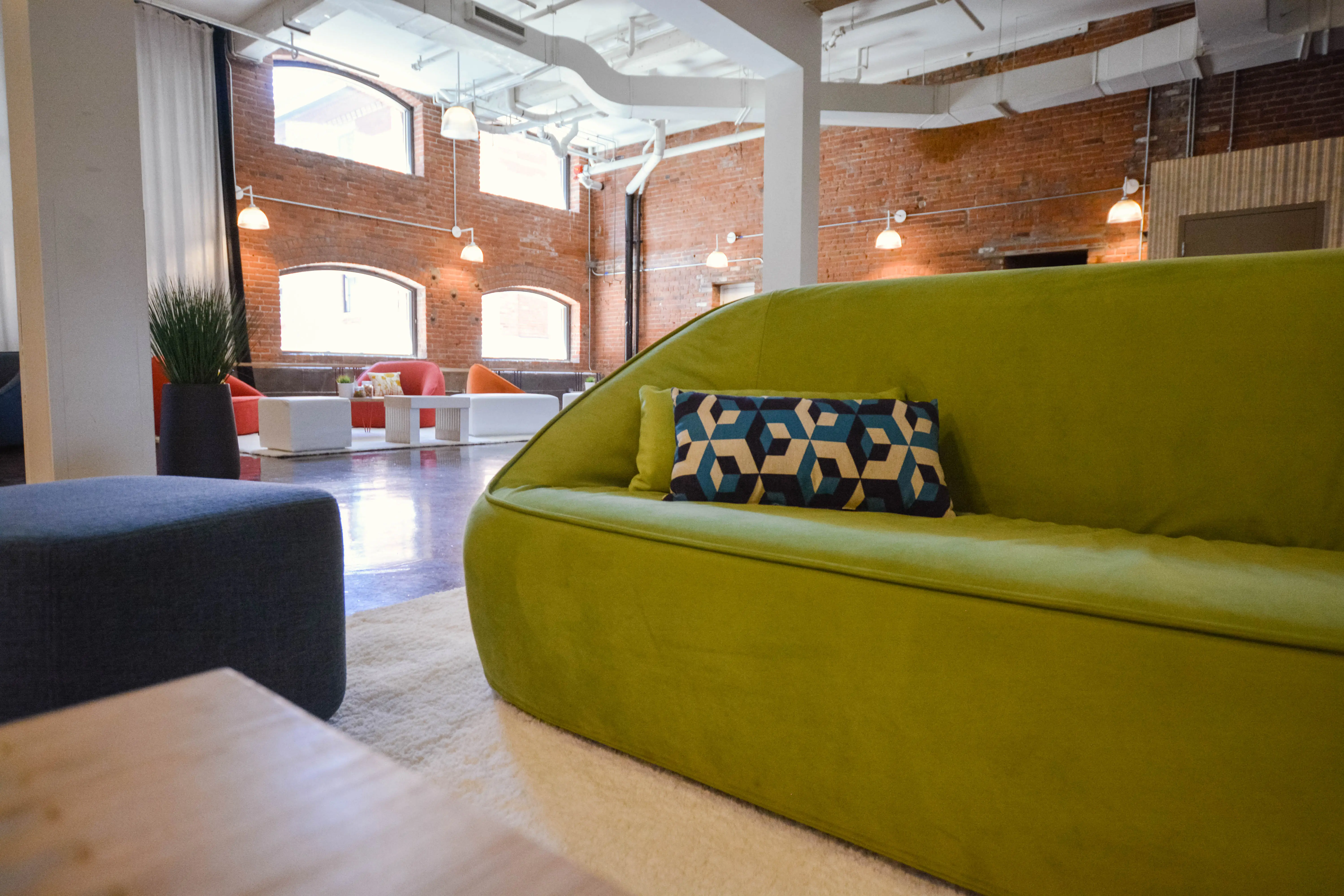 Rectangle geometric cushion - Brown and blue used in the inspiration Malibu Sofa Pouf