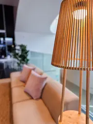 Okinawa - Floor lamp - Amber wood used in the inspiration Mnbaq Okinawa EN