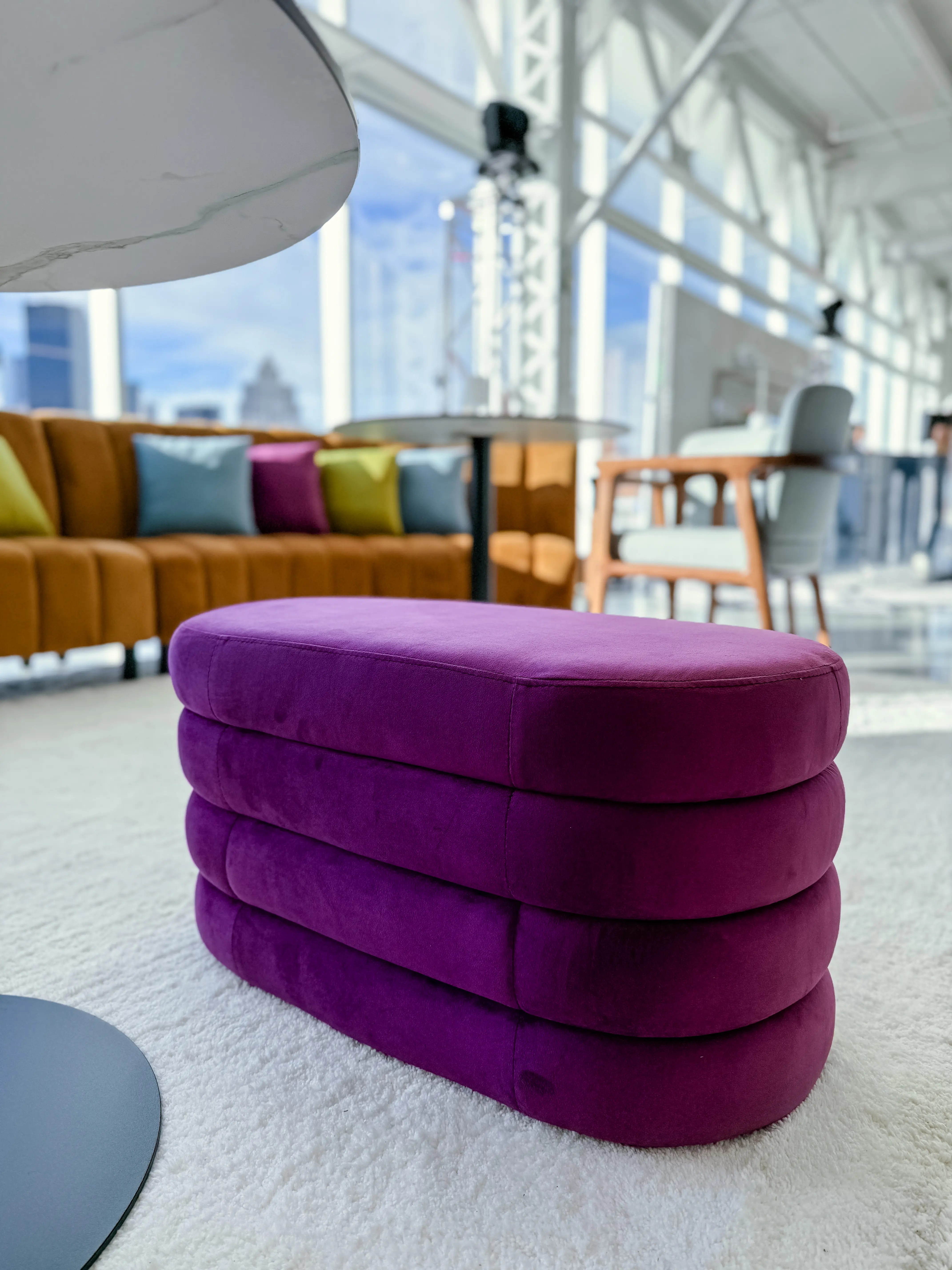 Stella pouf - Elongated - Purple used in the inspiration Grand Quai   Pavillon Stella Violet EN