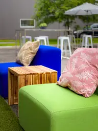 Nahla bench - 18'' L - Brown used in the inspiration Fidji Vert Bleu Nahla Coussin Motif
