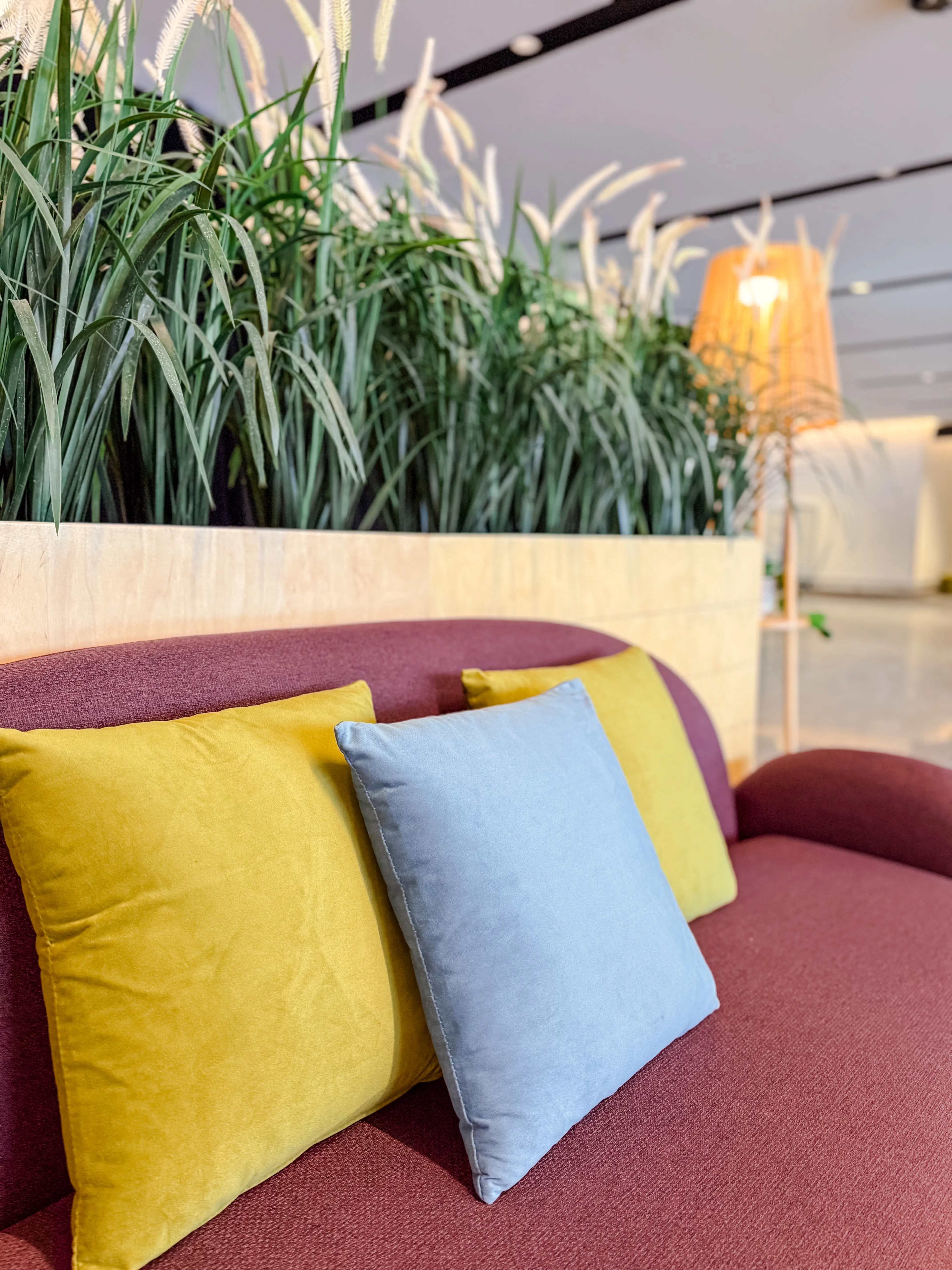 Stella cushion - Grey blue used in the inspiration Grand Quai   Expérience 2025 Charlotte Coussin EN