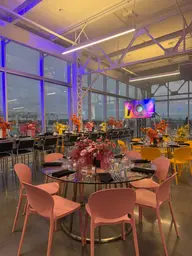 Olympe round banquet table - 60'' Dia x 30'' H - Glass used in the inspiration Grand Quai   Pavillon Olympe   Andy Rose EN