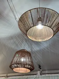 Madagascar pendant lamp - 17.75'' D x 19.75" H - Tropical brown used in the inspiration Plaines D'abraham Img 2750 EN