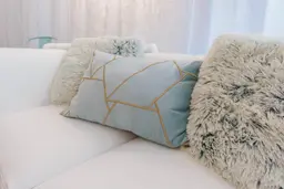Fidji - Coin - Cuir rigide Blanc utilisé dans le cadre de la réalisation Coussins Broderie Or Fourrure