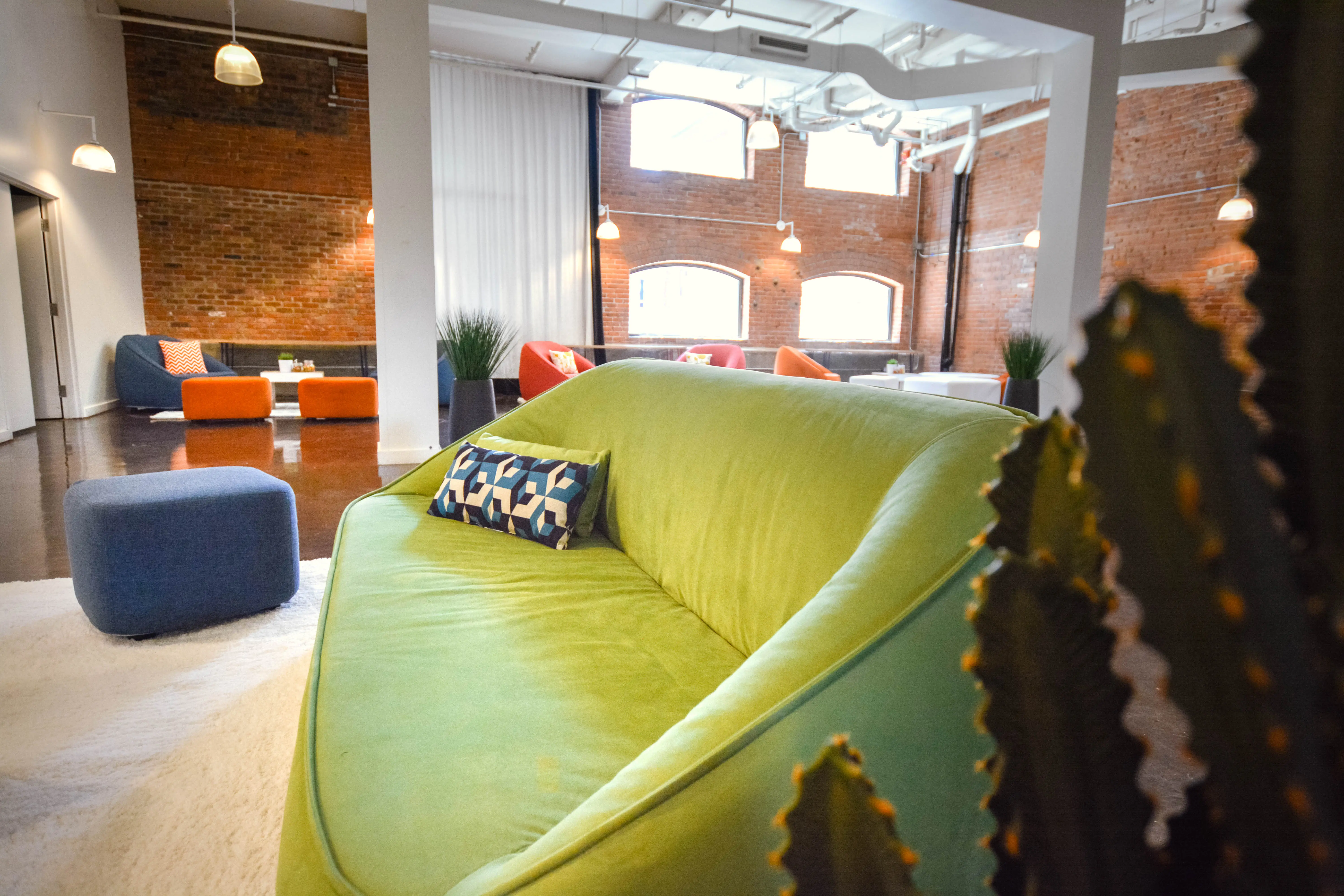 Rectangle geometric cushion - Brown and blue used in the inspiration Malibu Cactus