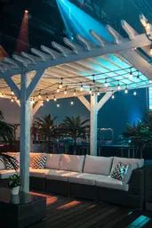 Edison string light - 48' L - Warm white used in the inspiration Pergola Cancun Lumiere Edison Sofa Torini