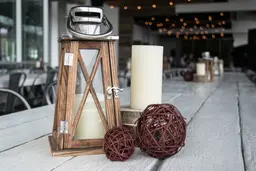 Hunter lantern - 5.8" L x 5.8" W x 15" H - Brown wood used in the inspiration Lanterne Bois12