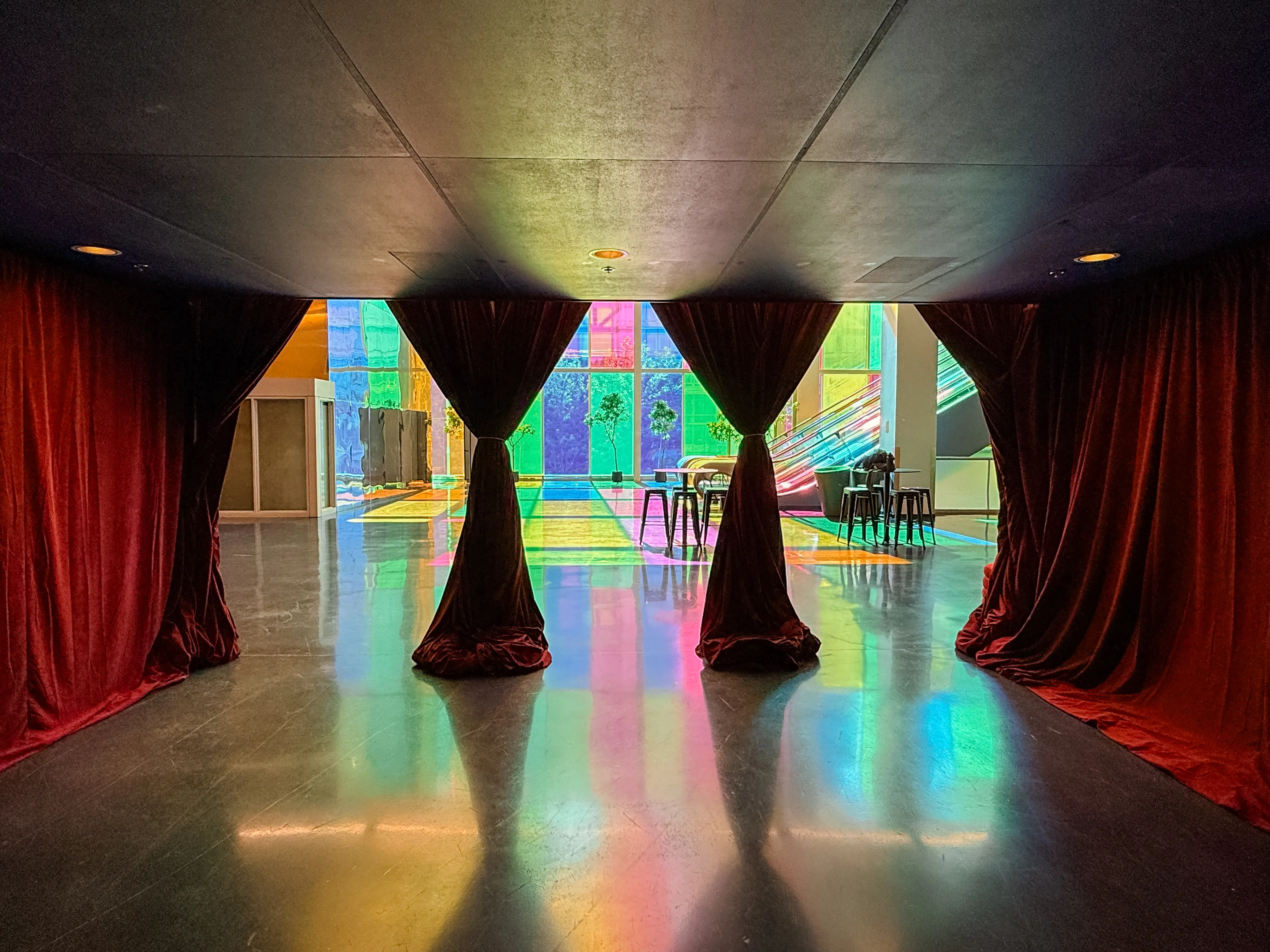 Velvet curtain - 15' L x 14' H - 15oz IFR - Cabernet red used in the inspiration Pcm  Canadian Tire   Gala Entrée EN