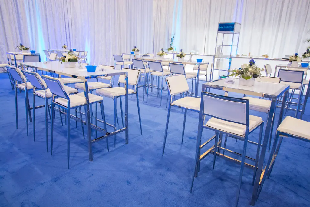 Broadway Bar Stool   White Blue Carpet